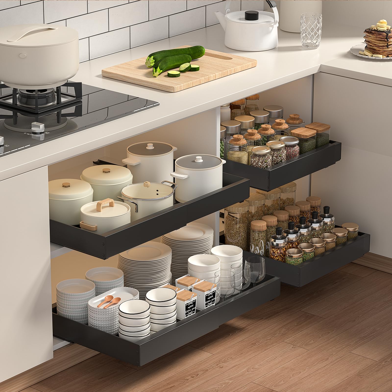 Organisateur De Tiroir Extensible En Métal – Largeur Réglable 32,5 à 50 Cm – Pour Cuisine, Salle De Bain, Dressing – Gain De Place Maximal - 4