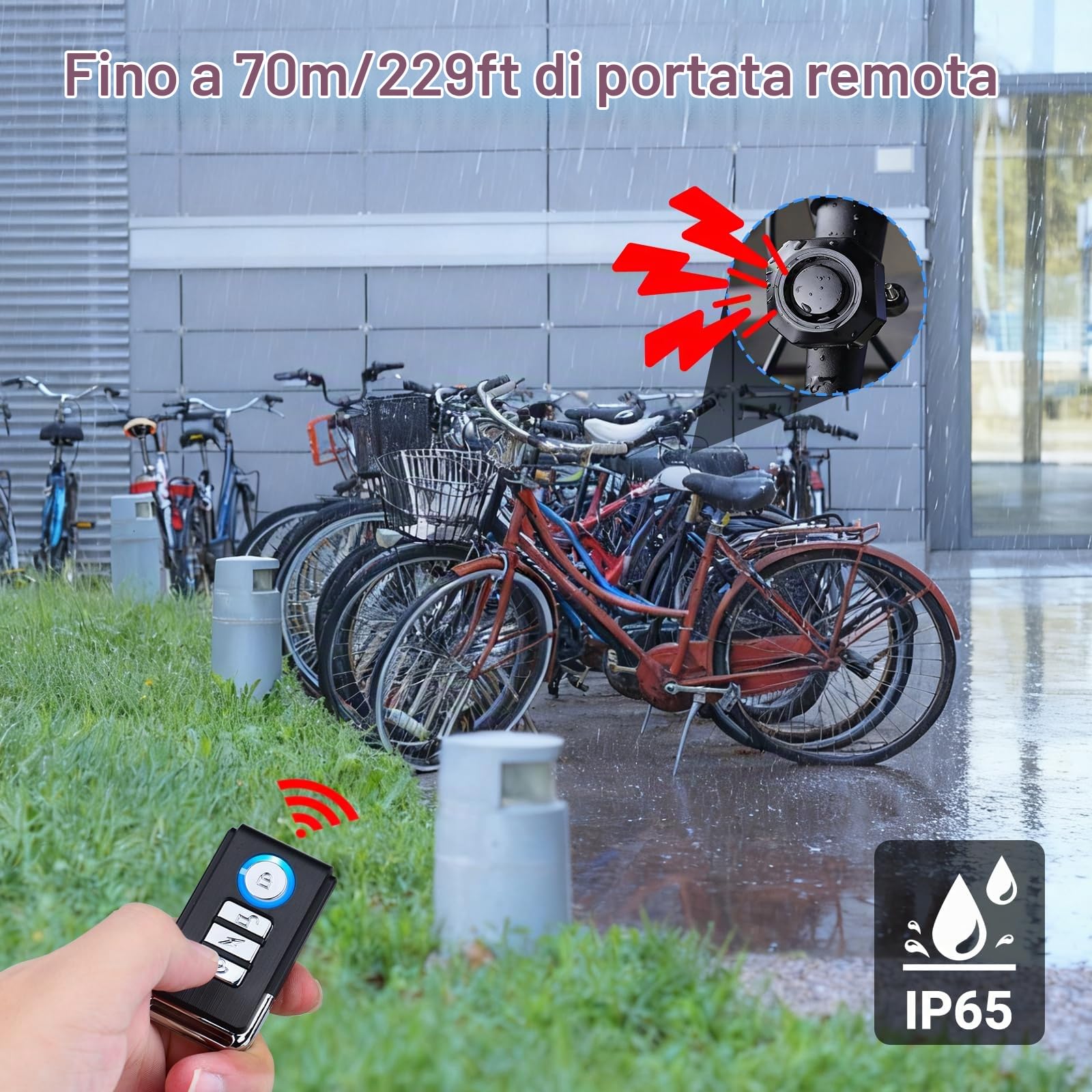 Cruxer Allarme Bici Ricarica USB per Monopattino Elettrico, Moto, Accessori Bicicletta Elettrica, Antifurto Scooter Con Telecomando, Allarme Sonoro per Porta/Finestra