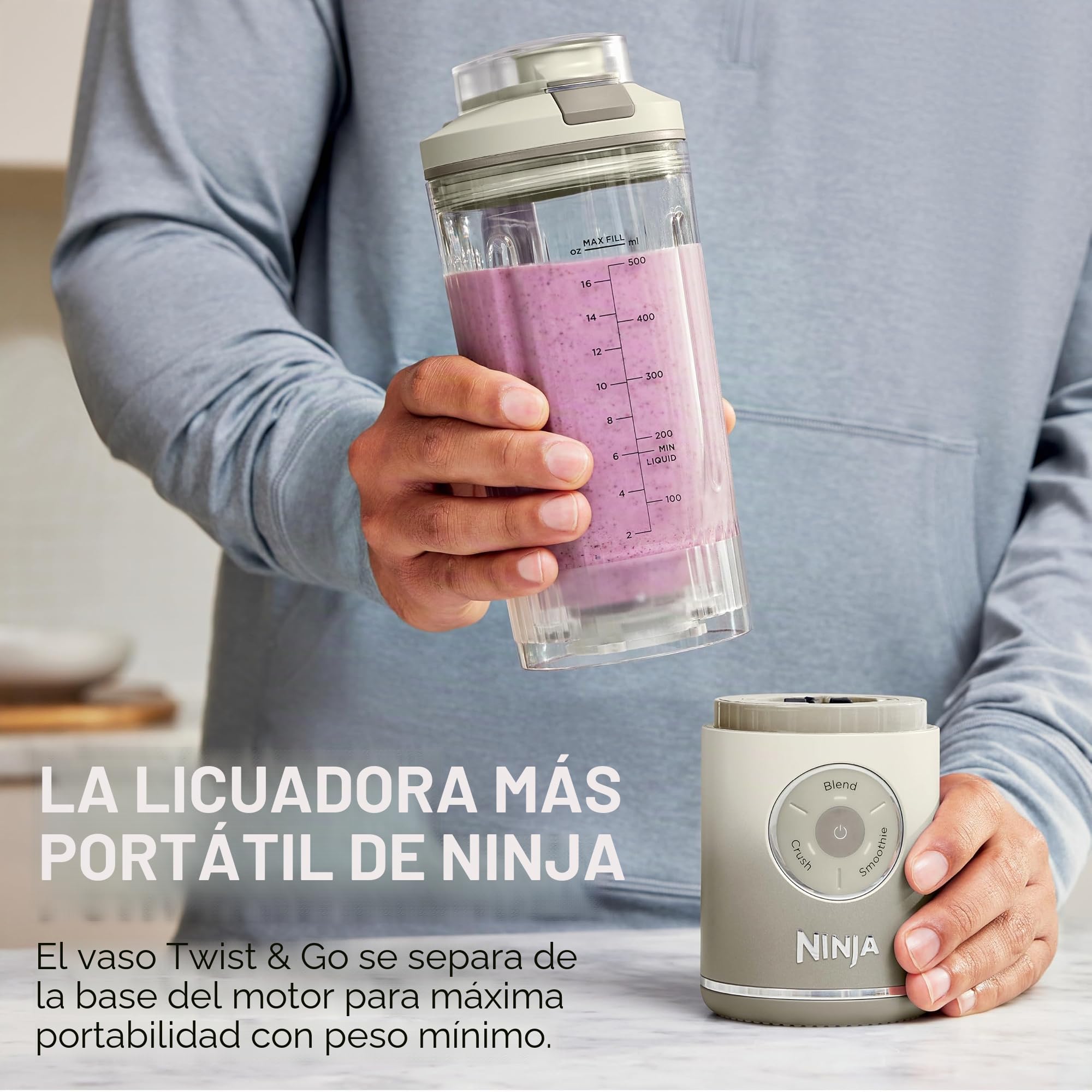 Ninja Blender, Blast Max, licuadora personal inalámbrica para batidos, bebidas congeladas, hielo aplastado, recipiente extraíble de 22 onzas, tapa a prueba de fugas, sin BPA, apta para lavavajillas,