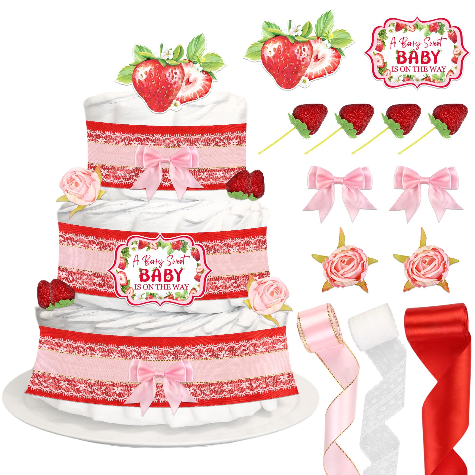 Amazon.com: CORNER LACE Strawberry Baby Shower DIY Diaper Cake