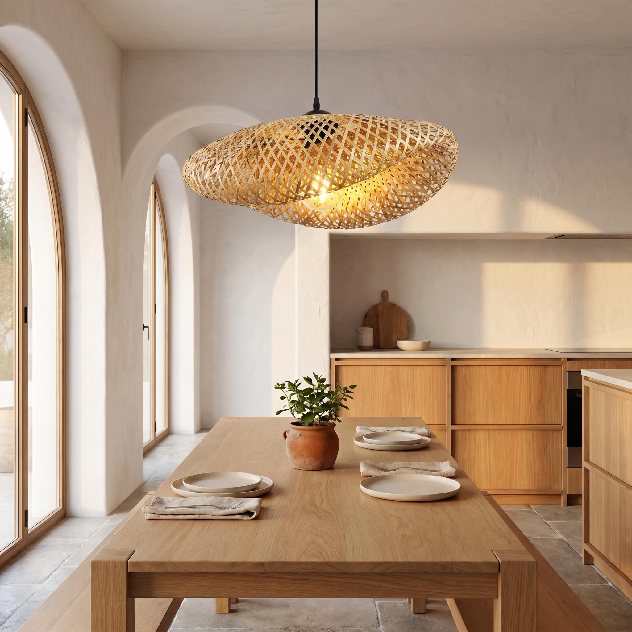 BARCELONA LED Lampada Sospesa Rattan Vimet con Spina E27