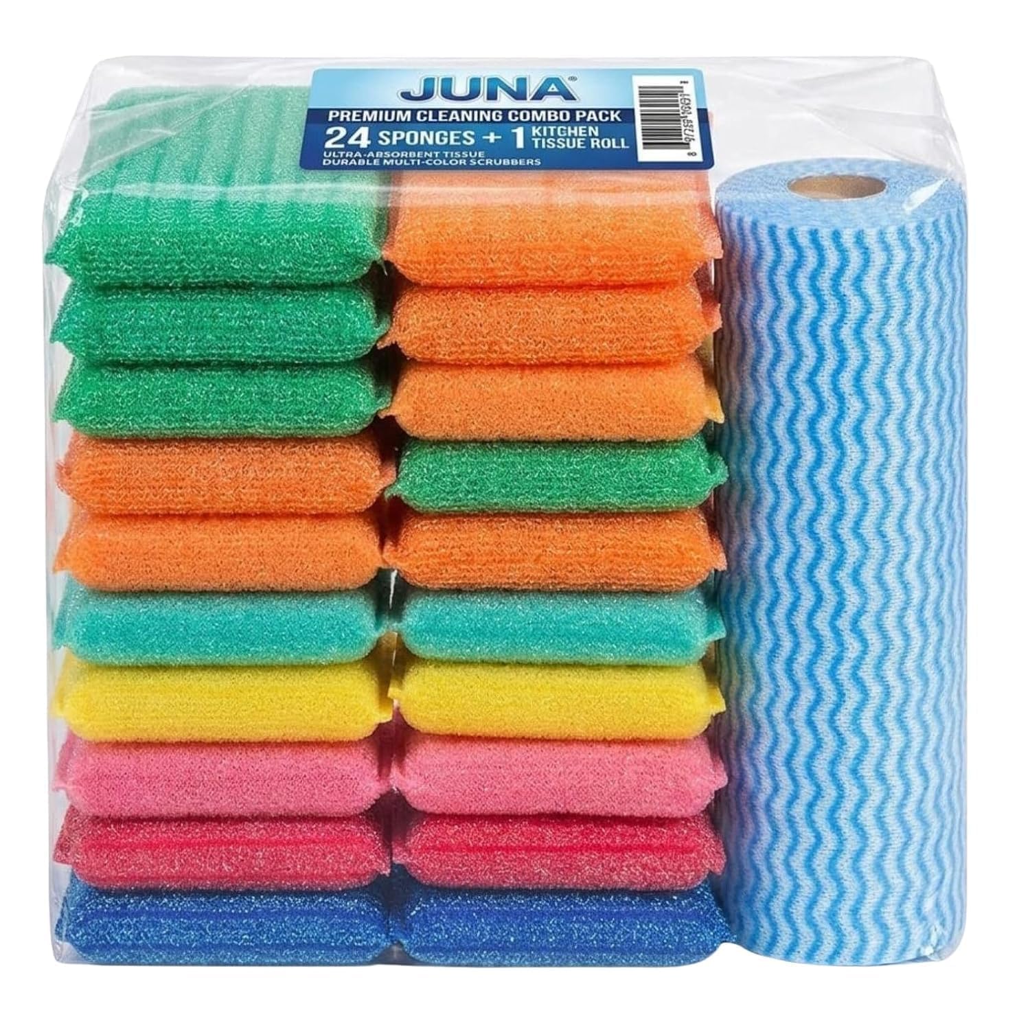 24 Pcs Cleaning Combo Kit | Foam Scrub Pads, Kitchen Rolls & Hand Wiper-image-3
