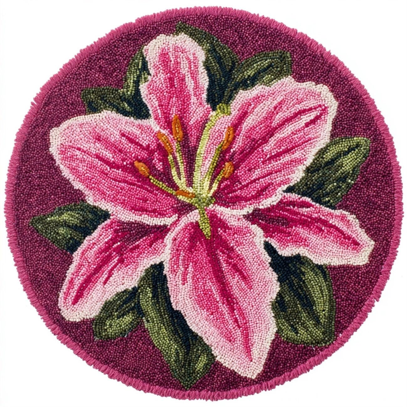 Kitquiver Latch Hook Rug Kits Pink Lilies 100x100cm