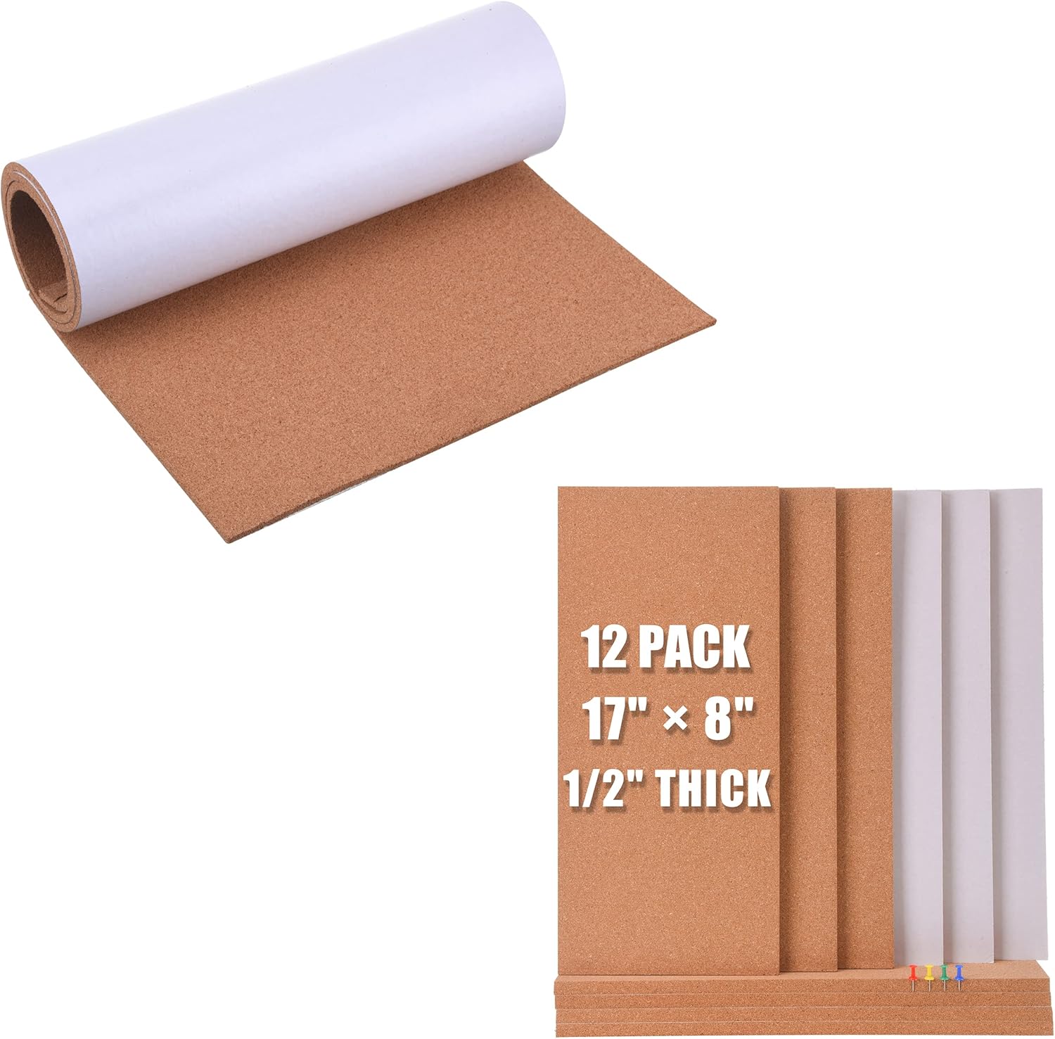 SUNGIFT Cork Board Roll 1/4" Thick 50"x16" Cork Rolls