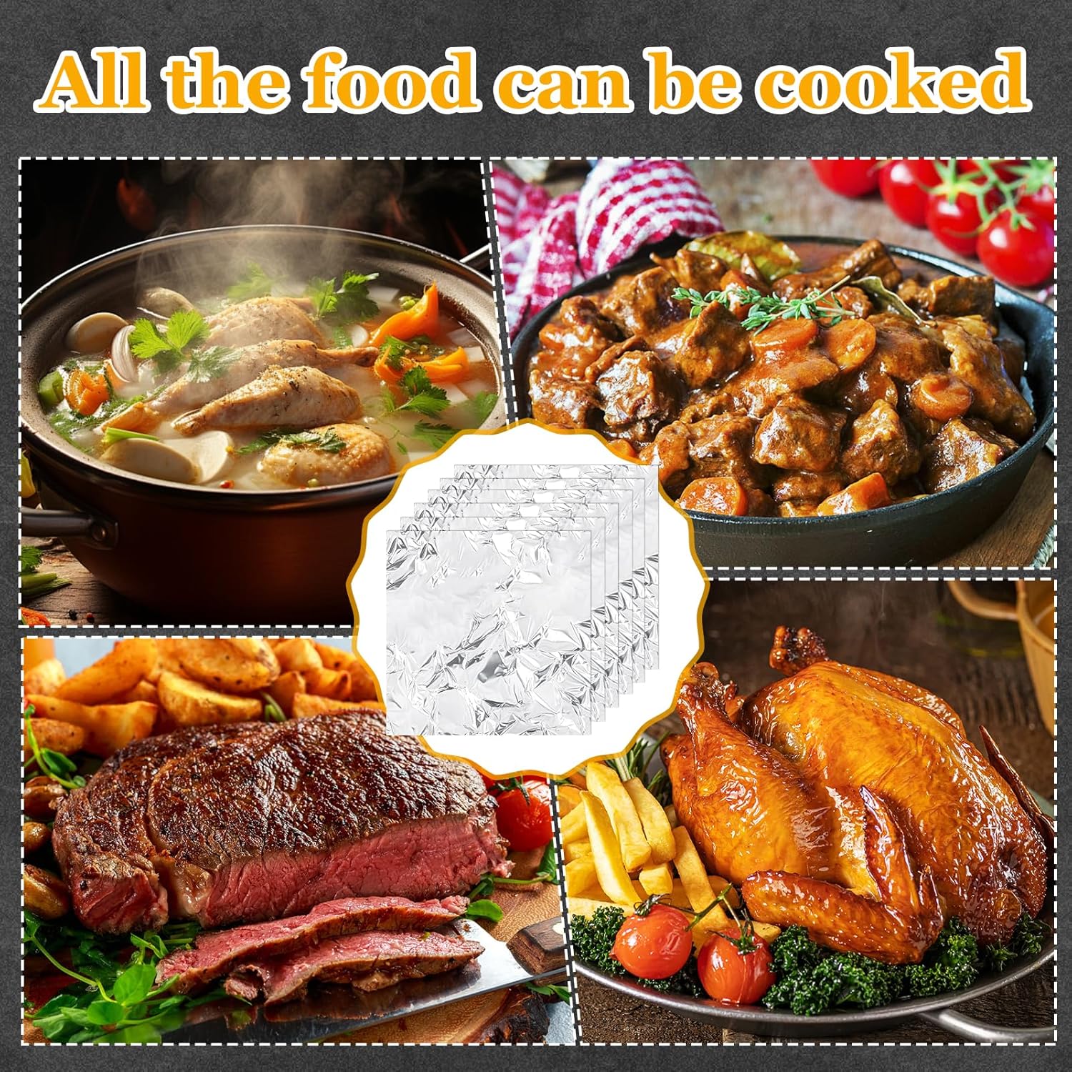 YOUMII 6 Pack Disposable foil Electric Roaster Liners- Fits 14-26 Qt Roasters - Oven Drip Pan Tray for Baking, Roasting, Grilling & Cooking (6) - Image 3