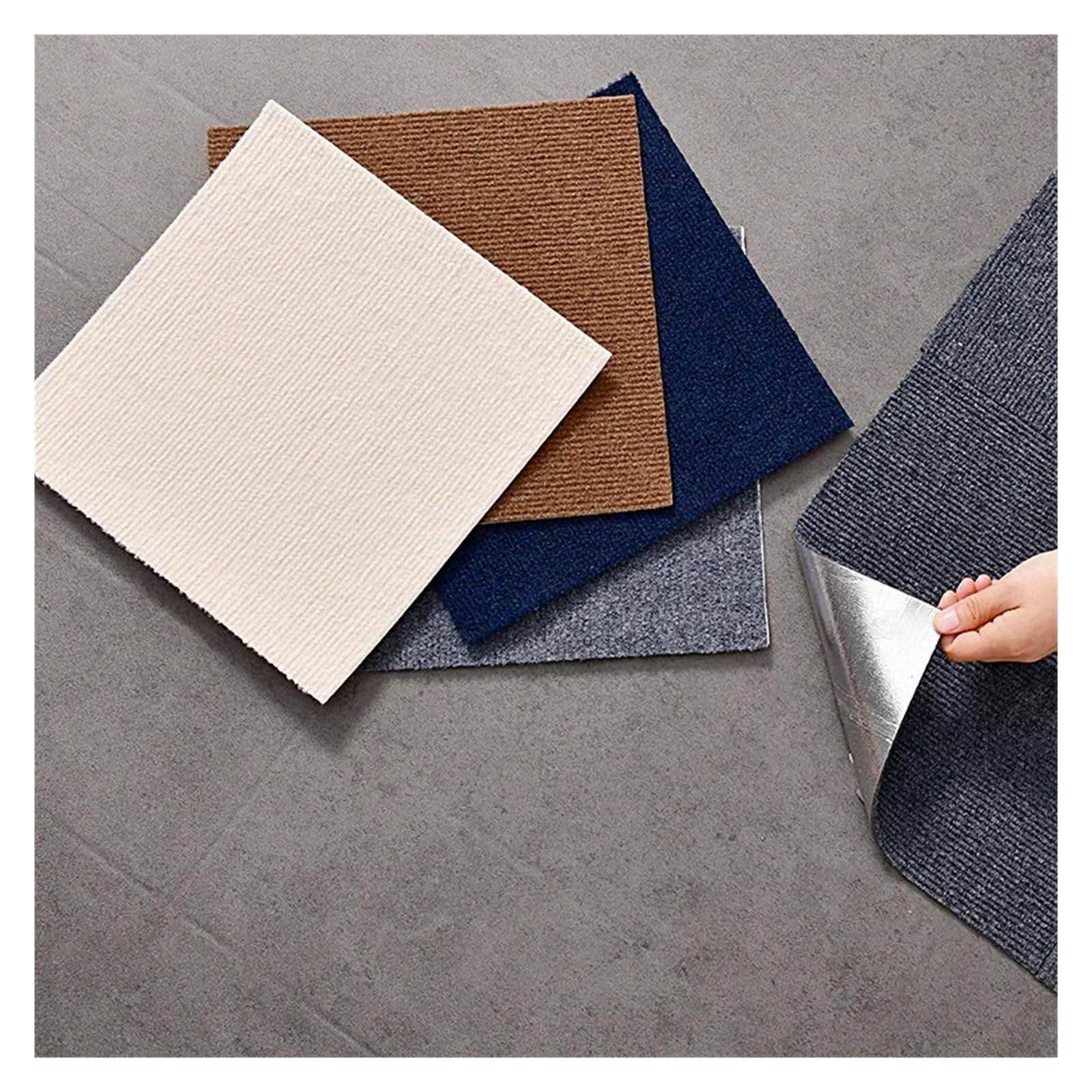 Selbstklebende Teppichfliesen 1-30PCS Self Adhesive Carpet Tile Easy Peel Stick Soundproof Office Floor 30PCS Sticker Square Mat(Brown,30x30cm 24pcs)