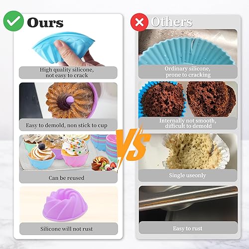 Miniatura 5 de Tongjude 48 moldes para donas, 2.75 pulgadas de diámetro y 0.98 pulgadas de profundidad, reutilizables, antiadherentes, moldes de silicona de 4