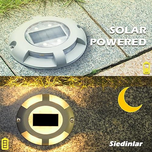 Miniatura 9 de SIEDiNLAR Luces solares de cubierta, luz LED para muelle de entrada, funciona con energía solar, marcadores de carretera impermeables para jardín