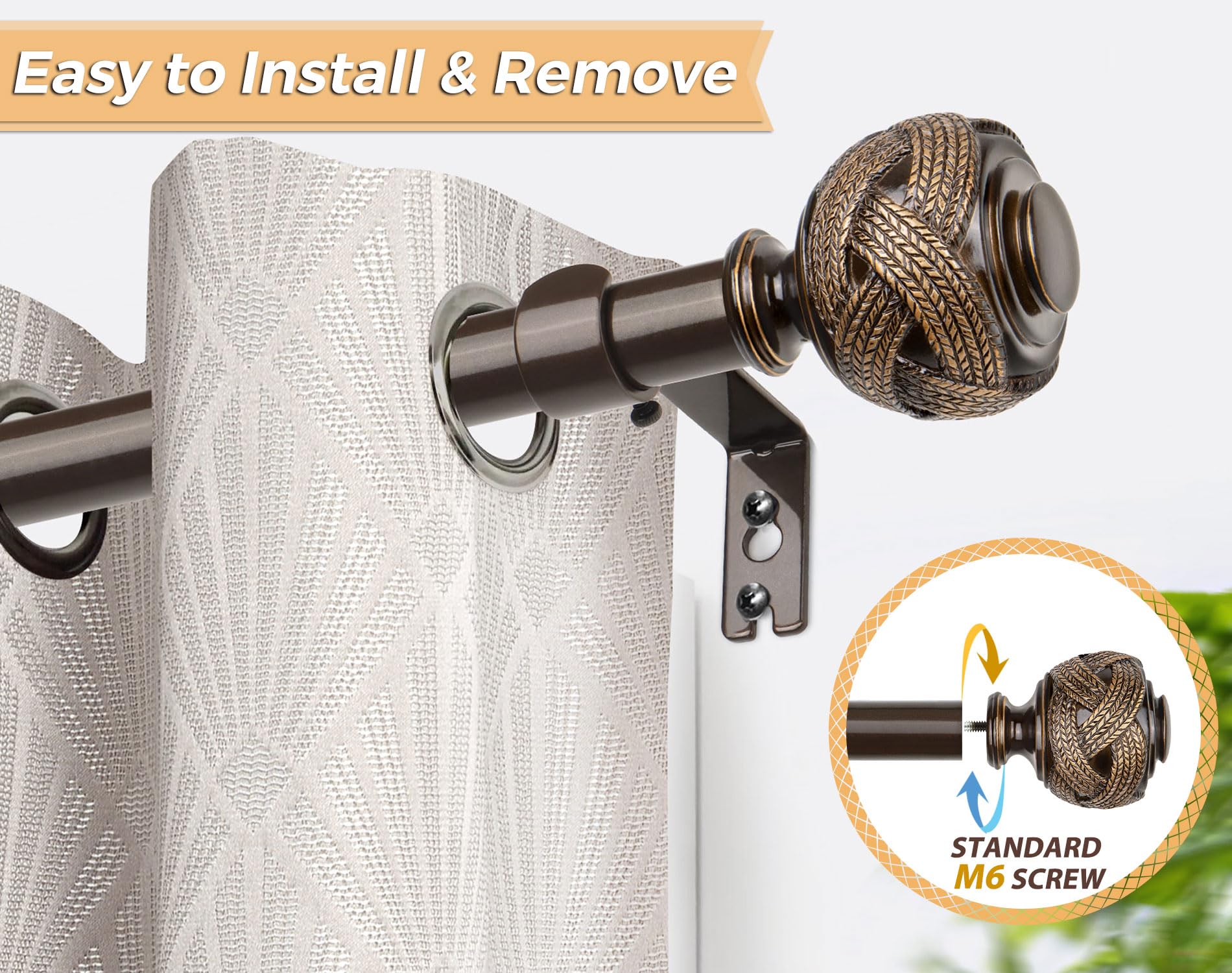 Snapklik.com : Long Curtain Rods For Windows 66 To 120 Inch, USFOOK 7/8