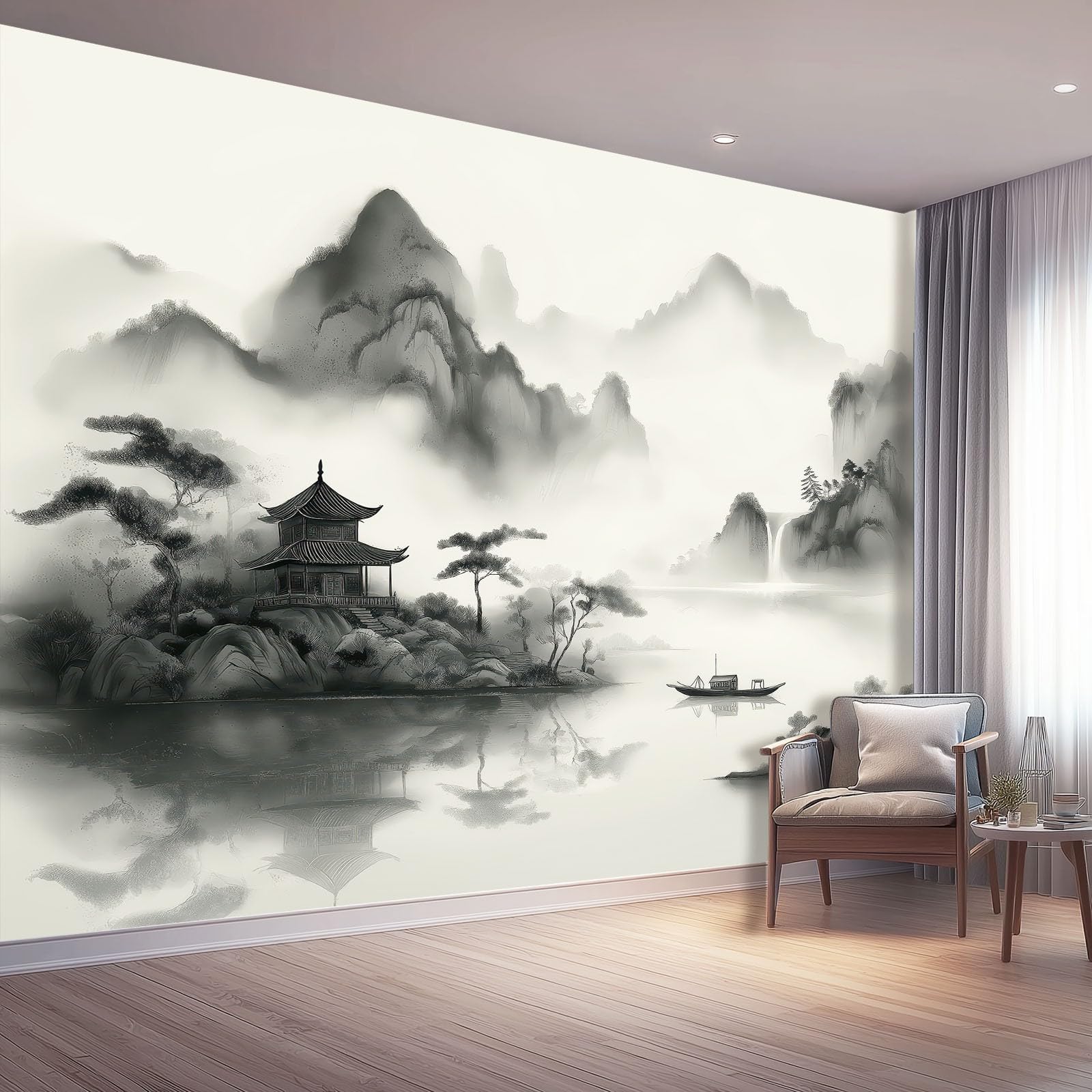 Traditionnel oriental beige noir tableaux muraux panoramiques de luxe