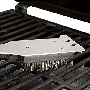 Cuisinart Stainless Steel 16.5" Long Handle Grill Cleaner Brush and Scraper for BBQ, Griddle, Grills, Cookout Tool, Grill Brush for Outdoor Grills BBQ Accessories