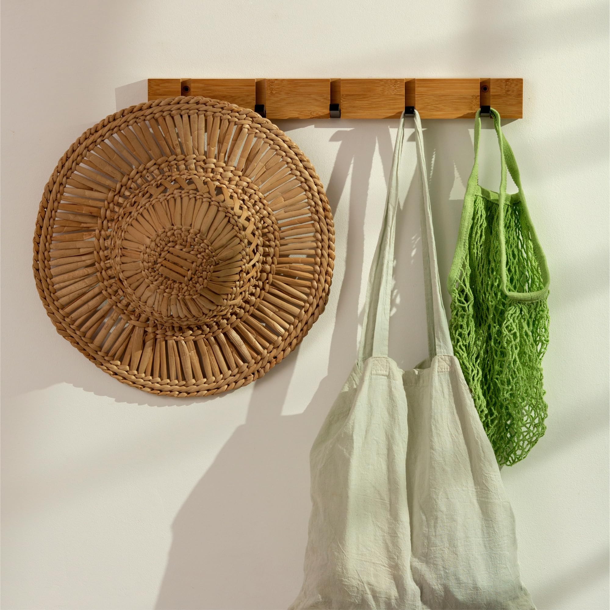 RICOO Modern Coat Hooks Wall Mounted, MH023L-N Wall Hanger with 5 Retractable Hooks - Image 3