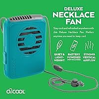 Vista 2 de O2COOL Ventilador de collar de lujo alimentado por batería para enfriamiento personal con cordón ajustable (verde azulado)