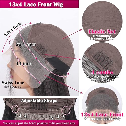 Miniatura 5 de Pelucas de cabello humano virgen brasileño ondulado de 32 pulgadas con encaje frontal de 13 x 4, sin pegamento, prearrancadas con abuelitos, cabello