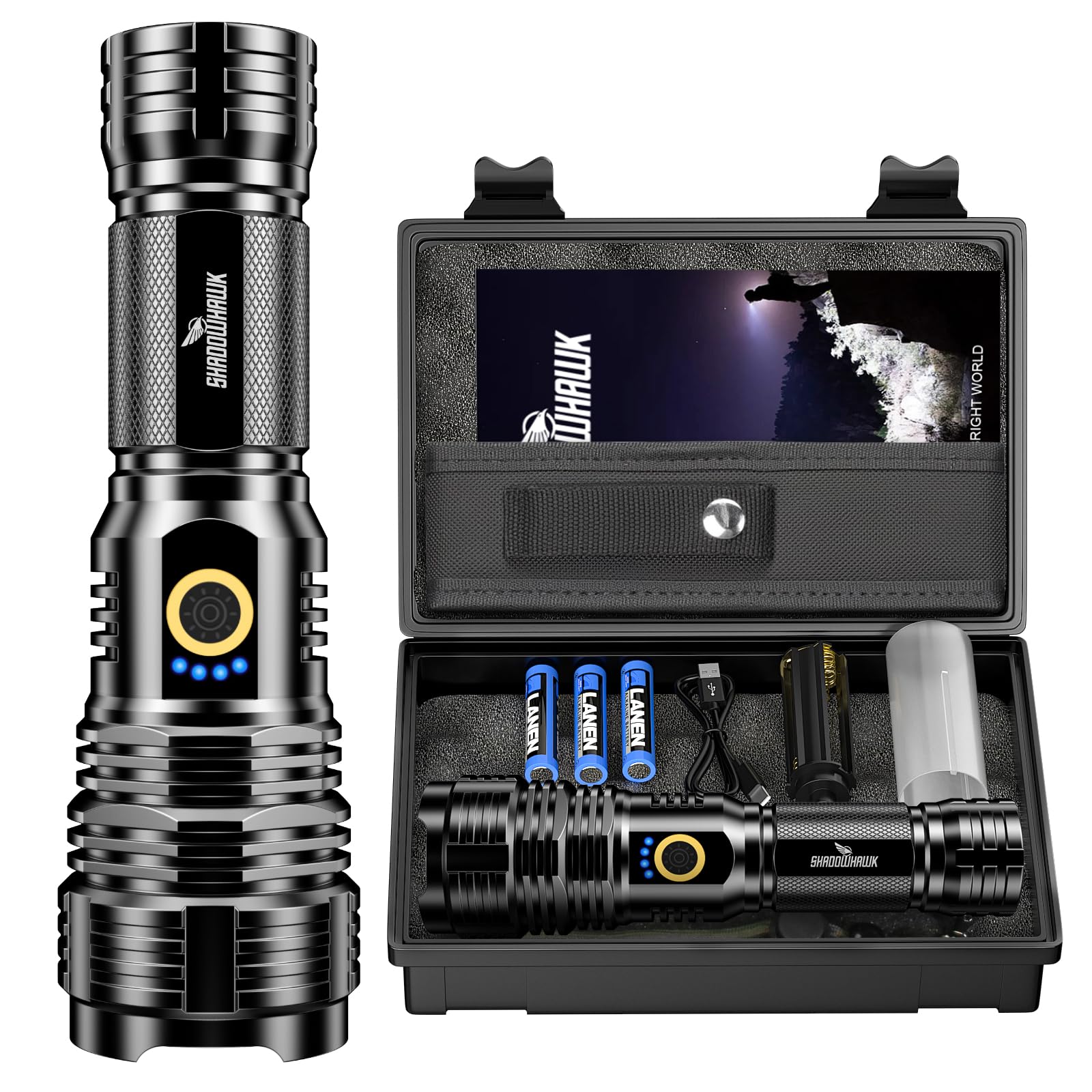 Amazon | 懐中電灯 led 強力 軍用 最強 Shadowhawk 超高輝度 30000