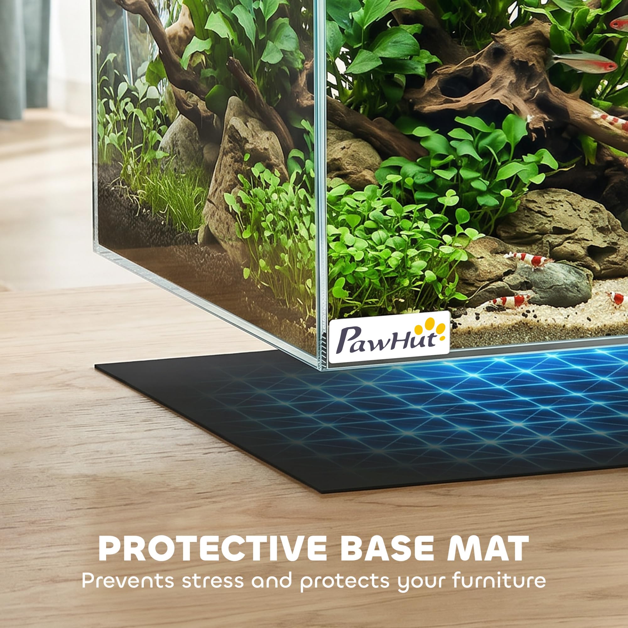 PawHut 24L Fish Tank Glas Aquarium Klein Fisch Tank mit Schutzbodenmatte für Garnelen Schildkröten Transparent 40x25x25cm