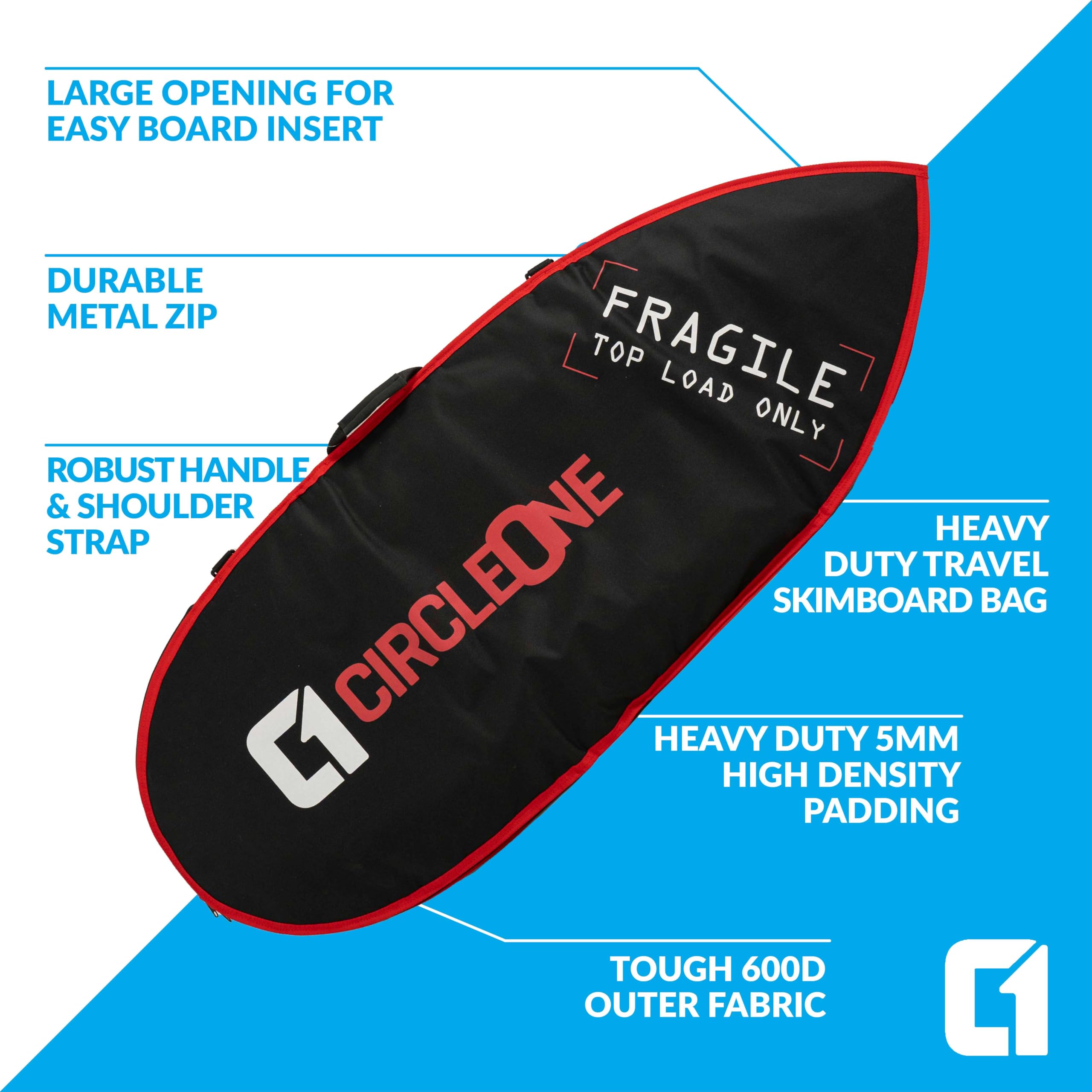 Circle One Borsa da viaggio per skimboard (adatta a tutte le tavole fino a 146 cm), blu