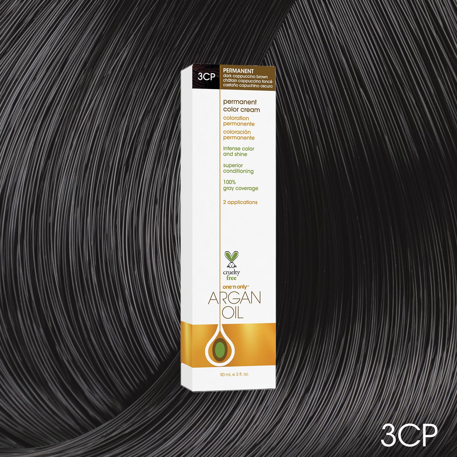 One N' Only Permanent Hair Color - Permanent Hair Dye Made with Argan Oil - Delivers Rich, Accurate Tones with Gray Coverage - Improves Moisture & Elasticity - 3CP Dark Cappuccino Brown (3 oz)