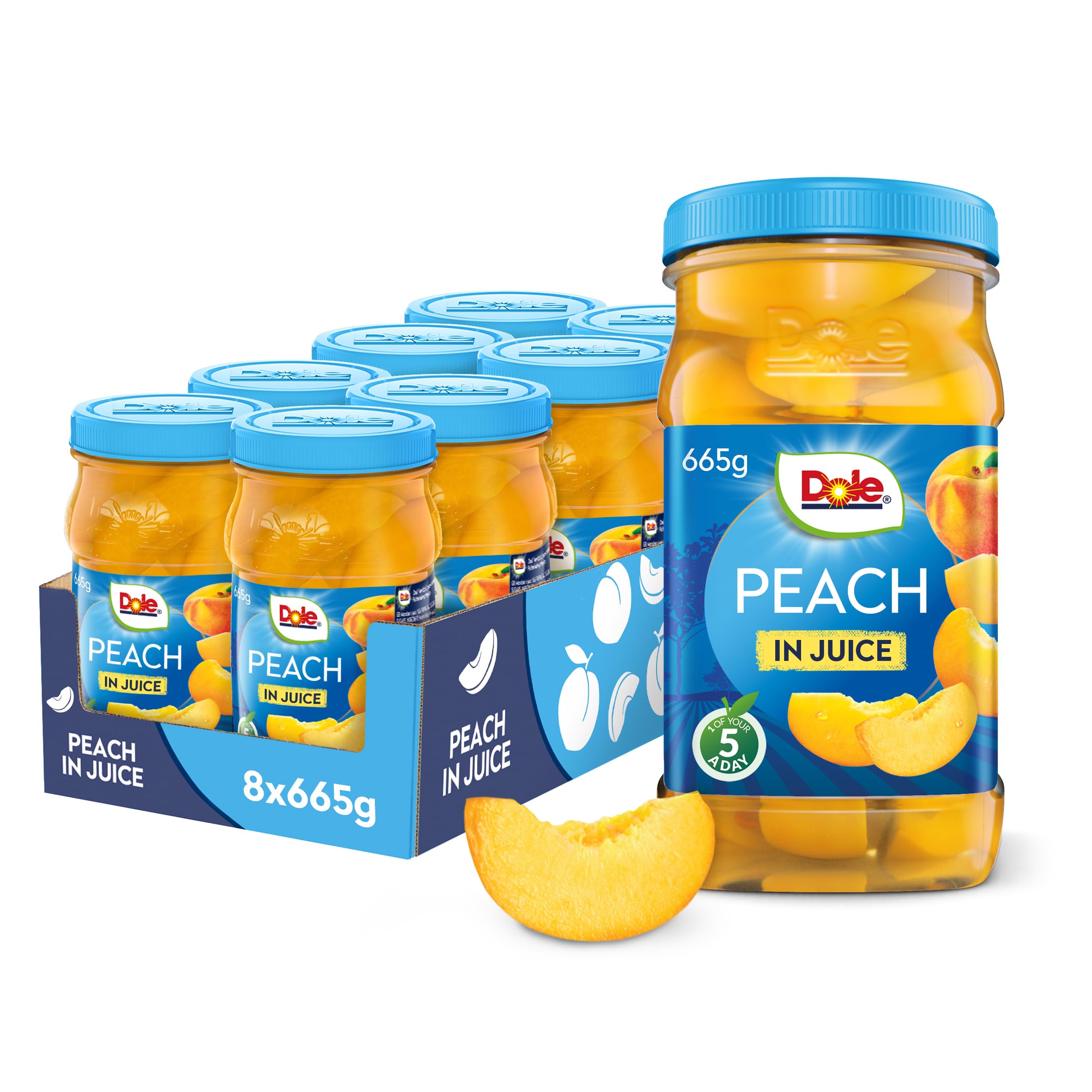 DOLE Peaches In Juice Jar 8x665g Fruit Pieces in Fruit Juice