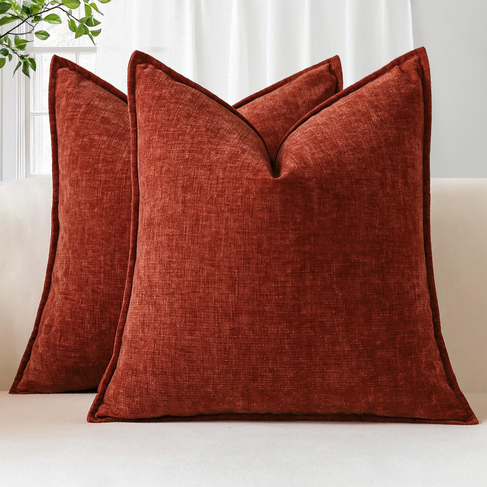 OYIMUA Set di 2 federe per cuscino 40 x 40 cm, grigio ciniglia, per soggiorno, camera da letto e decorazione della casa
