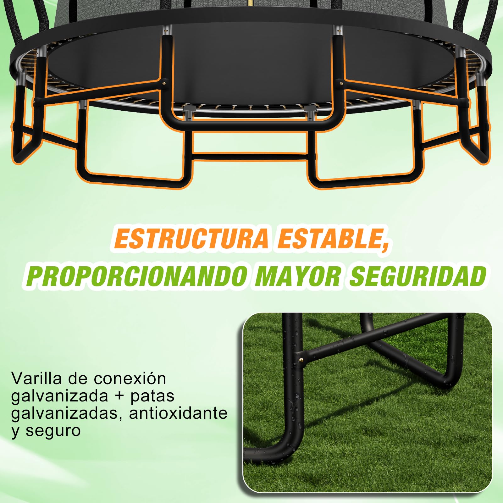 Devoko Trampolín Exterior Ø366cm Carga 160kg Estructura Robusta para Niños y Adultos