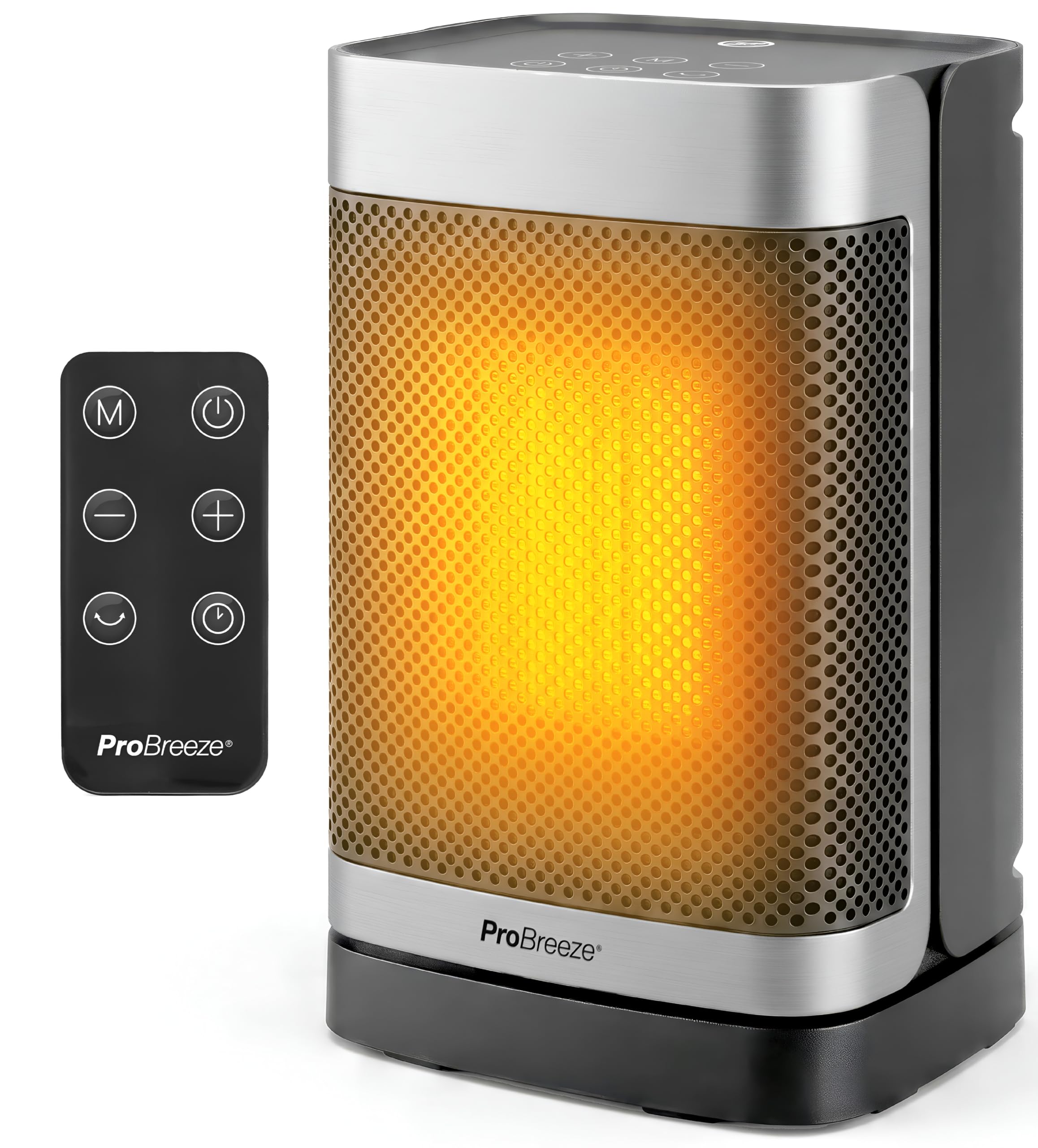 Pro Breeze Themacube mini Chauffage d'Appoint 1500W Céramique Soufflant Oscillant - Radiateur Électrique Mobile, Mode Ventilateur 2-en-1, Thermostat Éco, Télécommande, Écran Tactile Silencieux