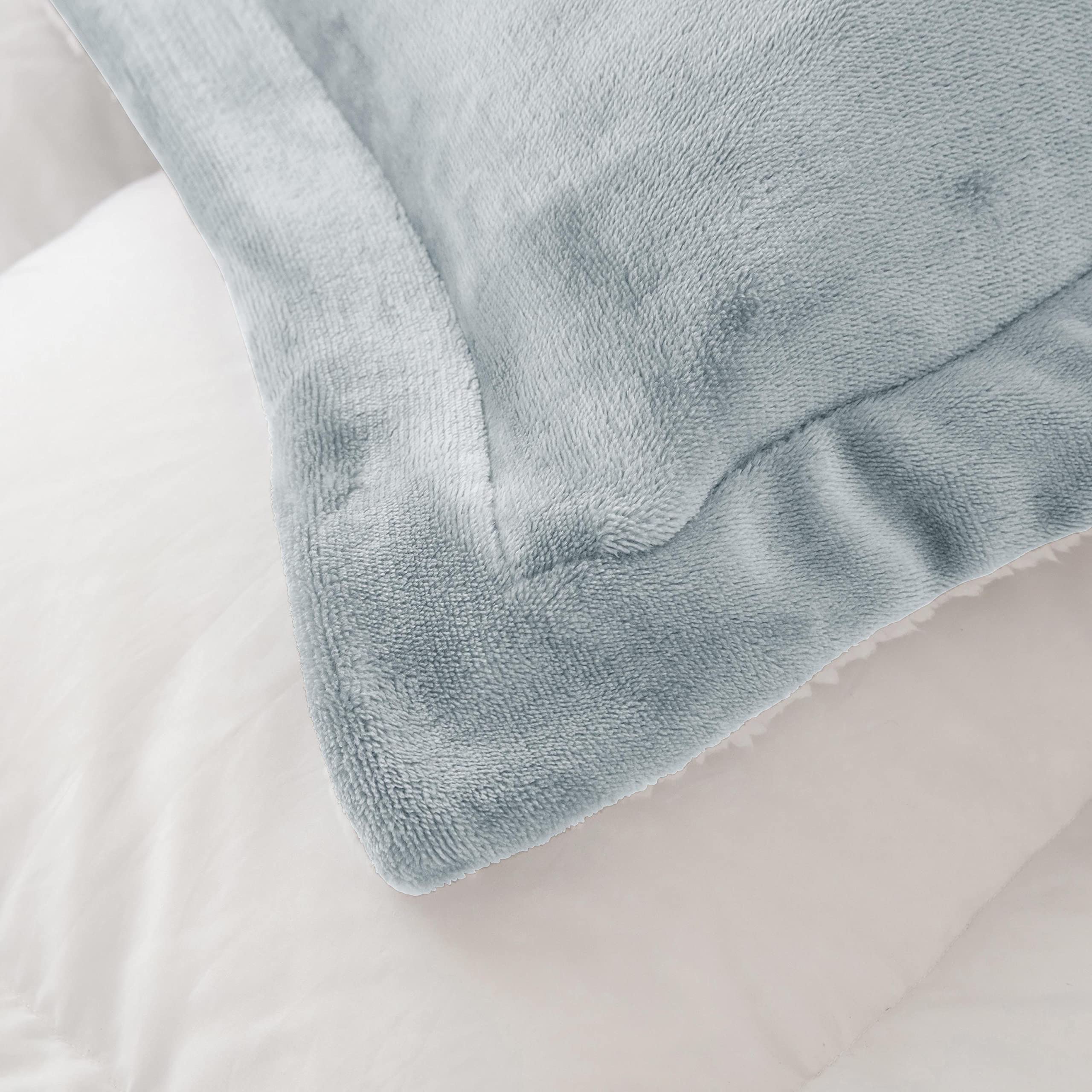 Seward Park Ultra-Soft Sherpa Comforter Set King, Soft Fall Winter Warm All Season Down Alternative Bedding Sets Silver Grey 3 Piece (1 Comforter and 2 Pillow Shams)