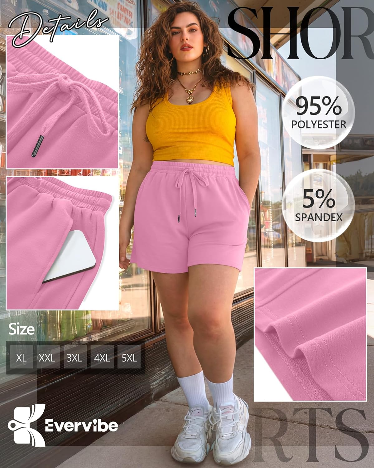 3 Pack Women's Plus Size Sweat Shorts Drawstring Elastic Waist Athletic Lounge Shorts with Pocket