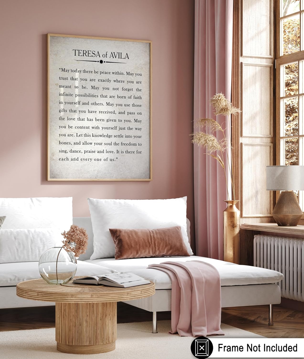 Poster Master Teresa of Avila Poster - May Today There Be Peace Print - Motivational Quote Art - Inspiring Gift for Him, Her - Religious Christian Decor for Bedroom, Chapel - 8x10 UNFRAMED Wall Art