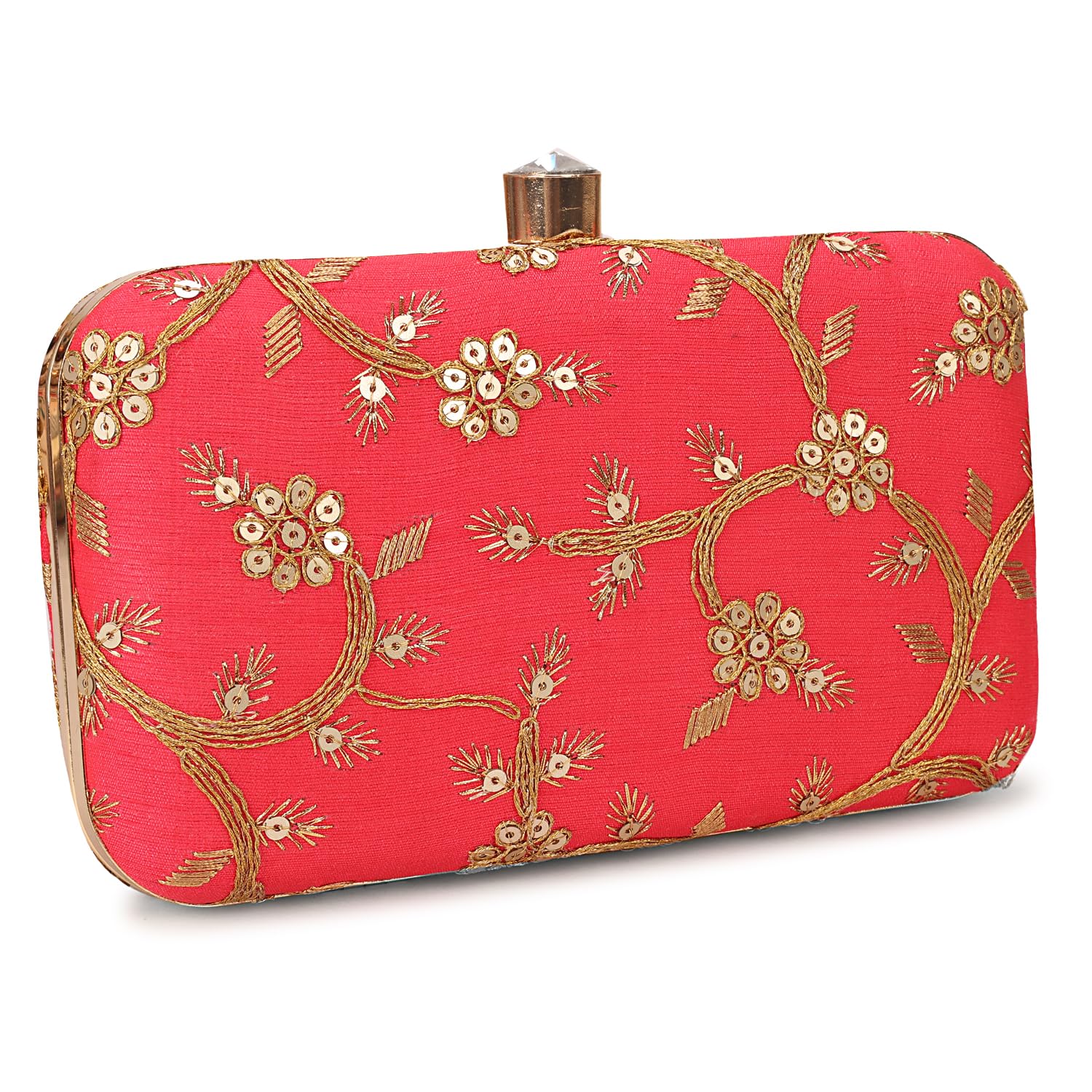 LONGING TO BUY Hand Crafted Designer Box Clutch - Zari Embroidery For Women
