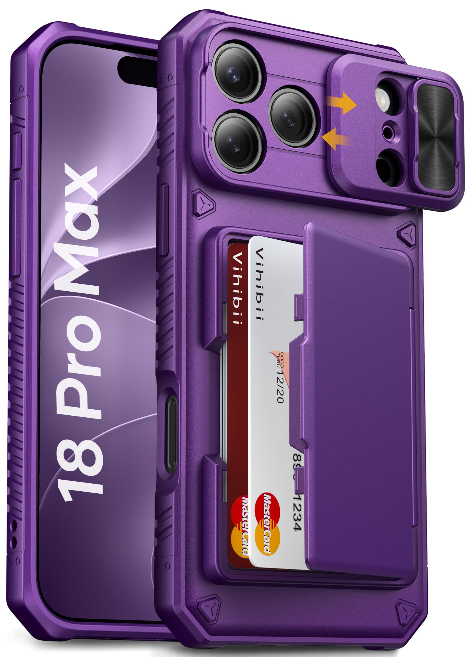 Vihibii for iPhone 18 Pro Max Case Wallet with Card Holder, Dark Purple