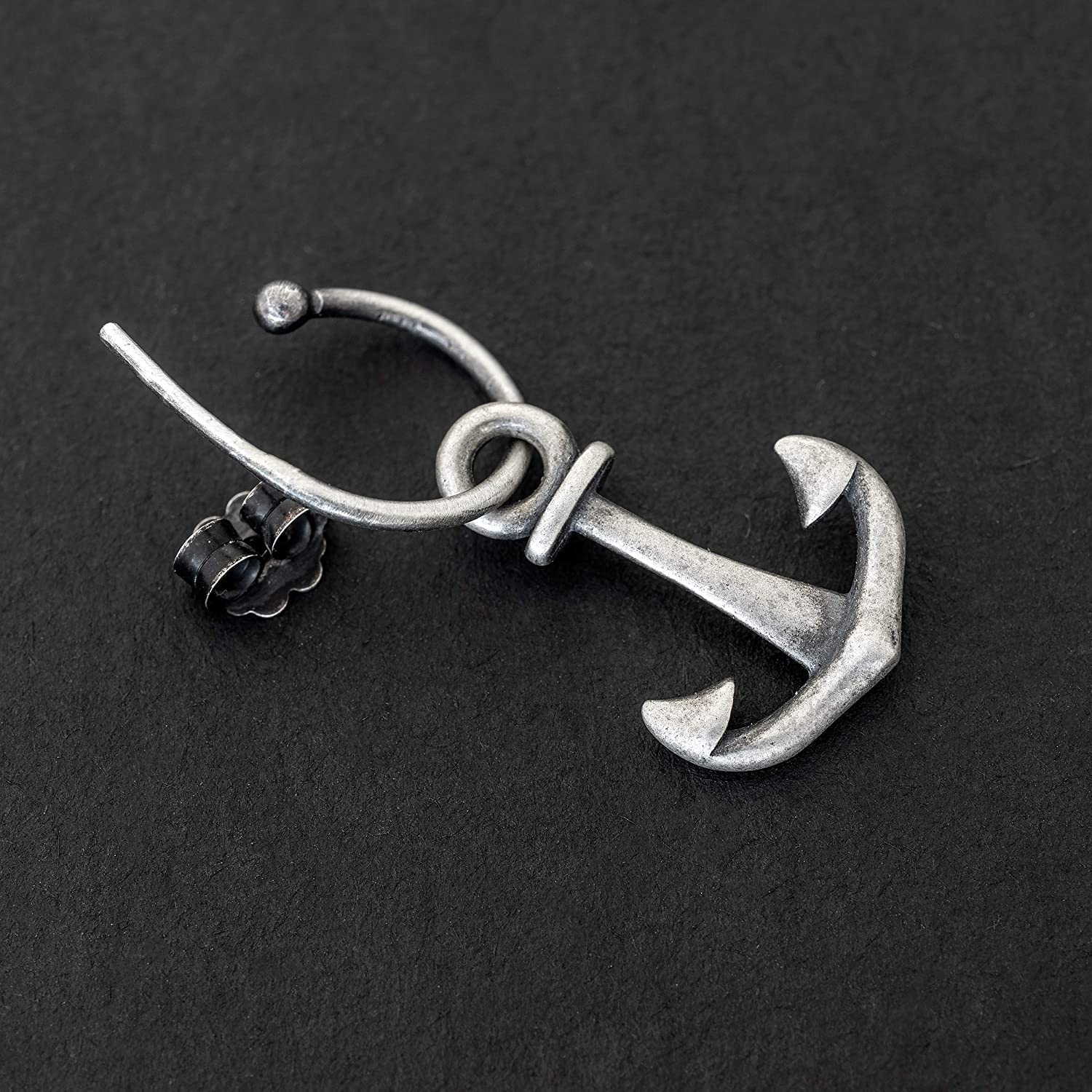 Handmade geschenk für ihn 925 sterling silber ohrring für Männer ohrreifen mit charme Männer ohrring huggie hoop ohrring Männer schmuck geschenk anker ohrring sea rock