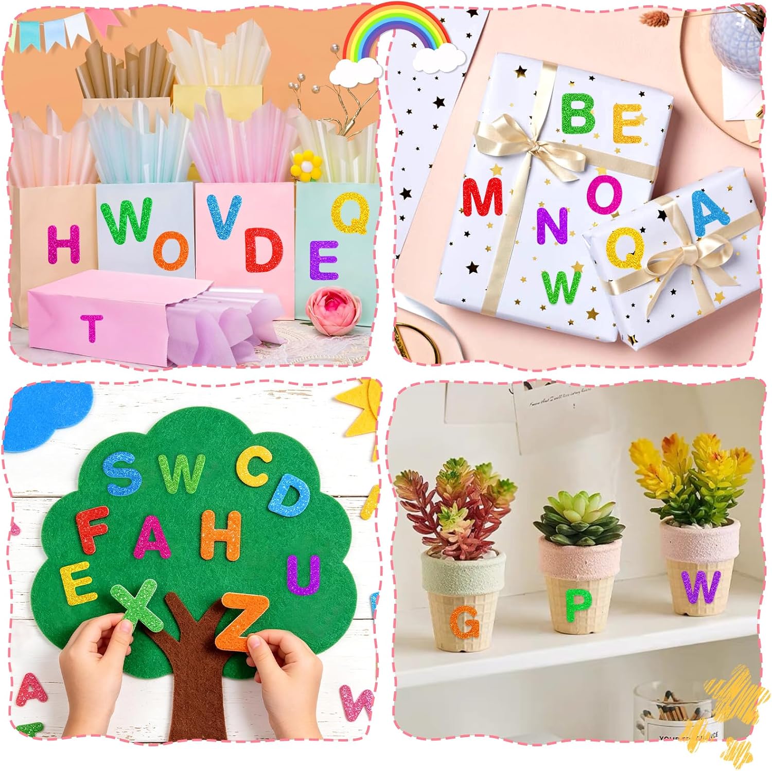 546Pcs Glitter Foam Letter Stickers, 3 Size 7 Colors 3D Self-Adhesive EVA ABC Alphabet Stickers for Kids Crafts, School Projects, Scrapbooking, Card Making and Party Decorations
