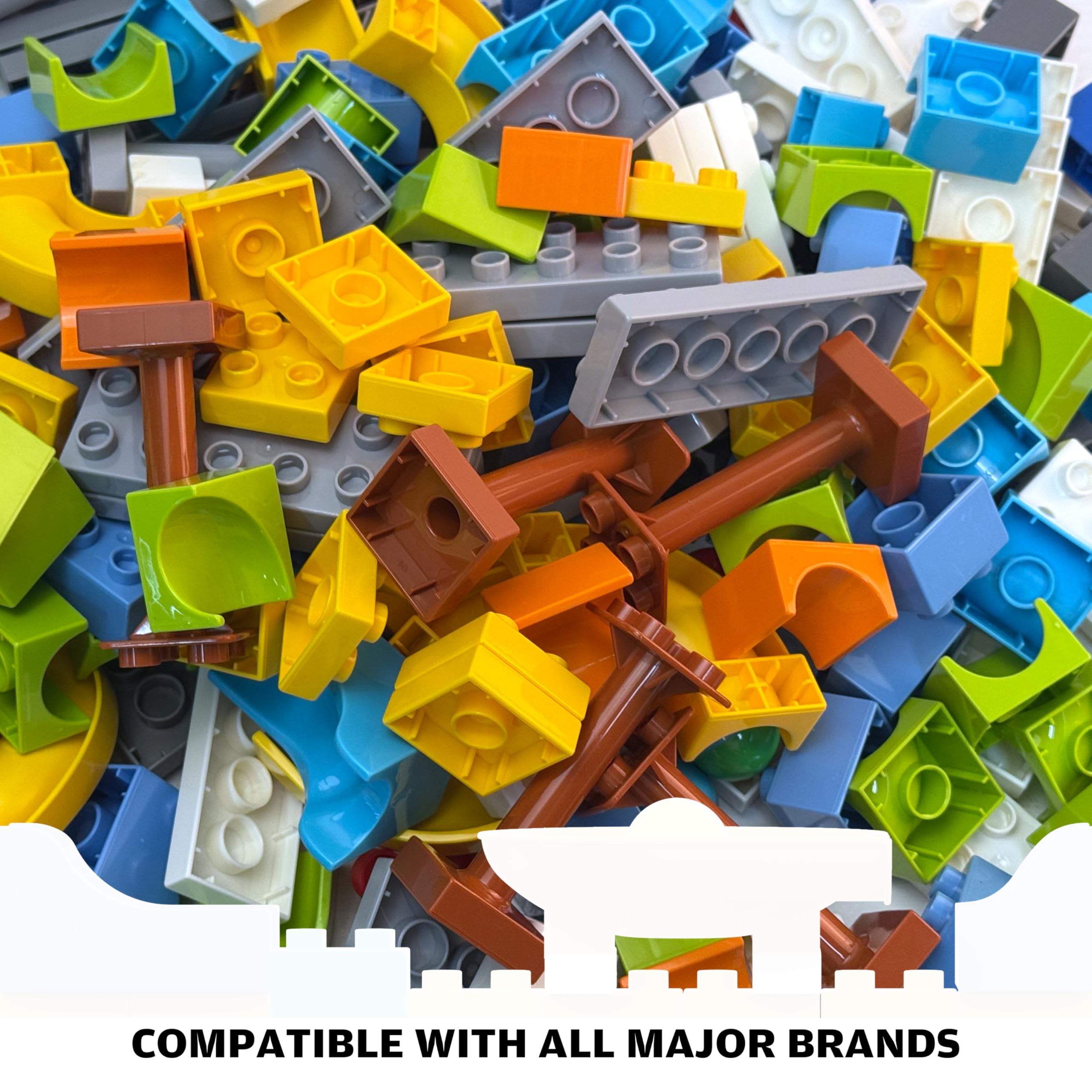 3in1 Marble Runs for Kids 3-5, 203pcs Compatible with Lego DUPLOS for Age 2-5, Marble Runs for Kids 4-8, STEM Building Toys, Toddler Toy, Marble Track, Marble Run Toy, Montessori Toy Gift for Age 3+