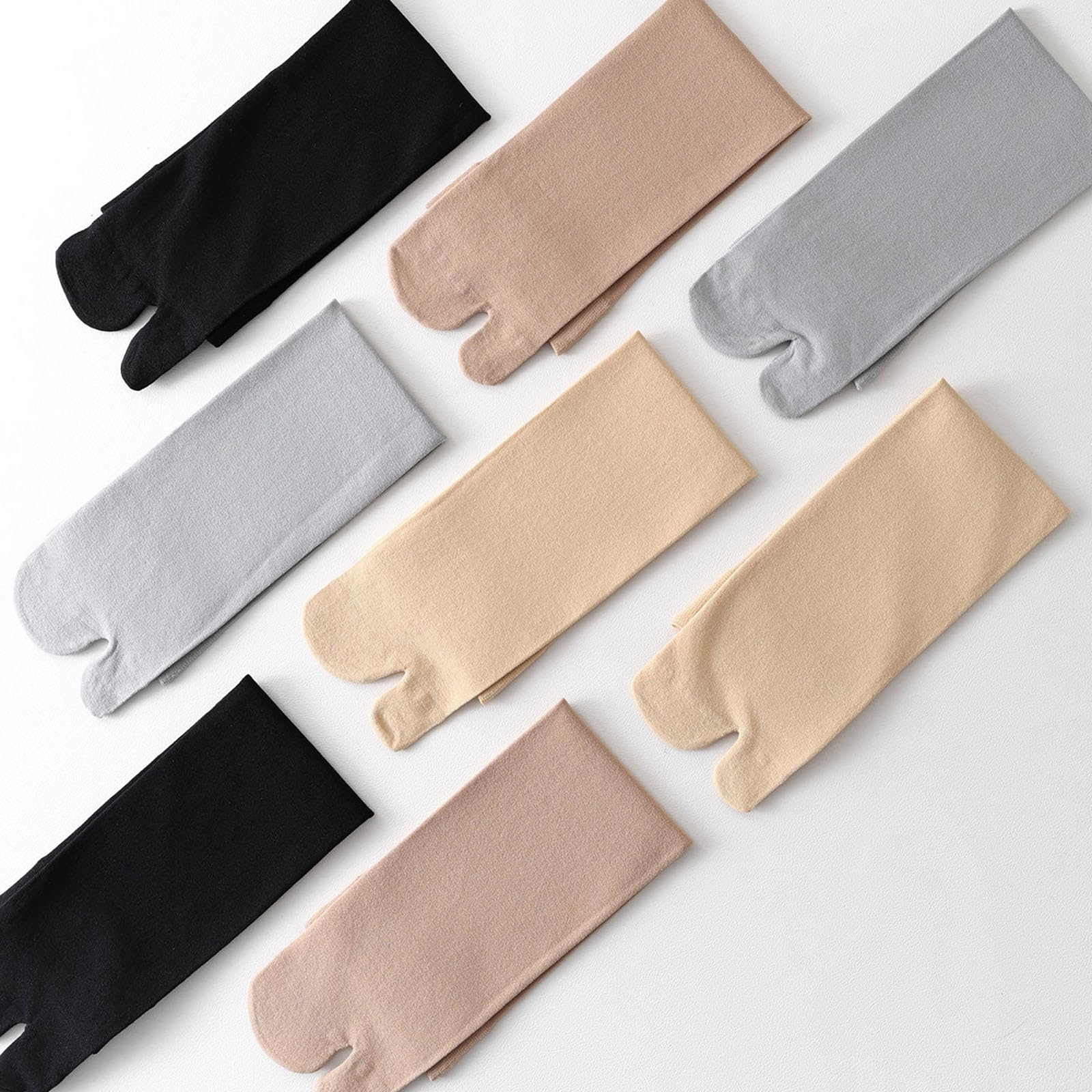 Générique 4 paires de chaussettes à orteil divisé ultra mince, chaussettes haute à genou en maille transparente respirantes pour les femmes