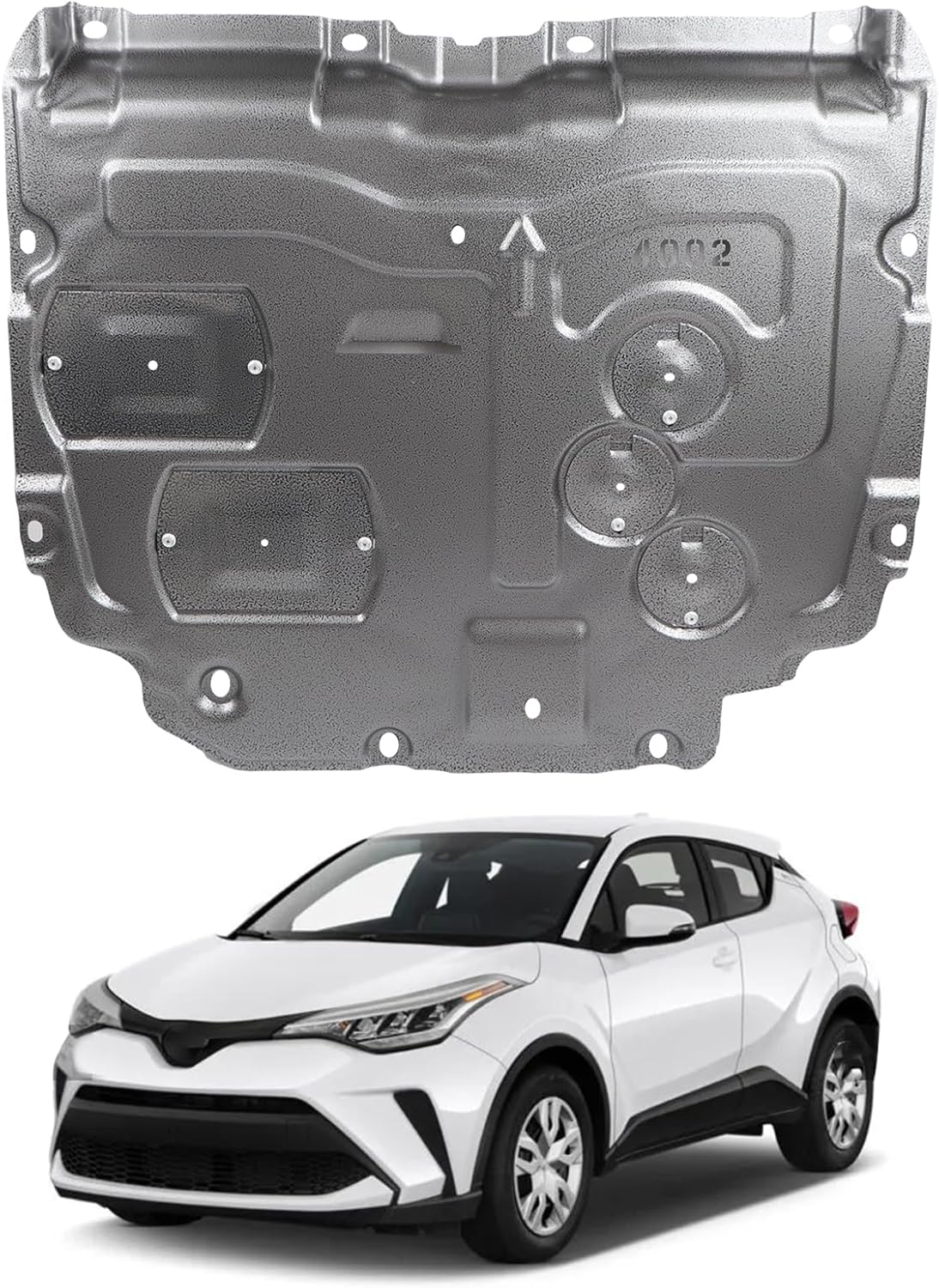 Front Engine Guard Mud Flaps w/Screw Hardware Compatible with 2018-2022 Toyota C-HR CHR Engine Splash Shield Under Car Shield Cover Board 51410F4110 TO1228293