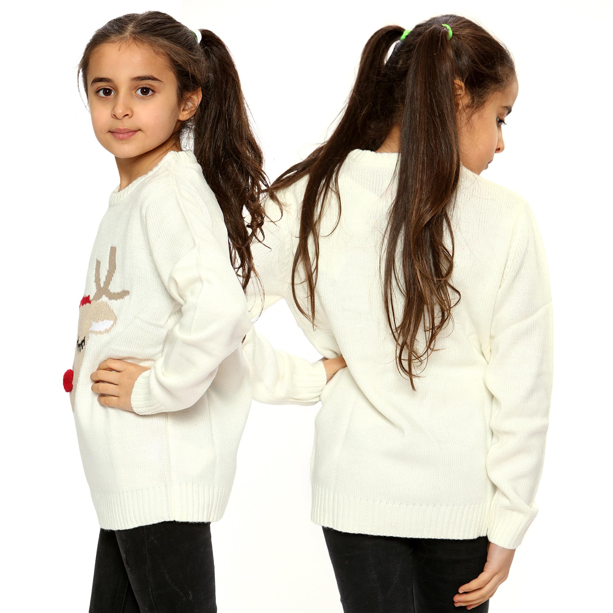 NOROZE Fille Noël 3D Pull Enfants Oiseau Renne Rétro Pullover Pull-Over