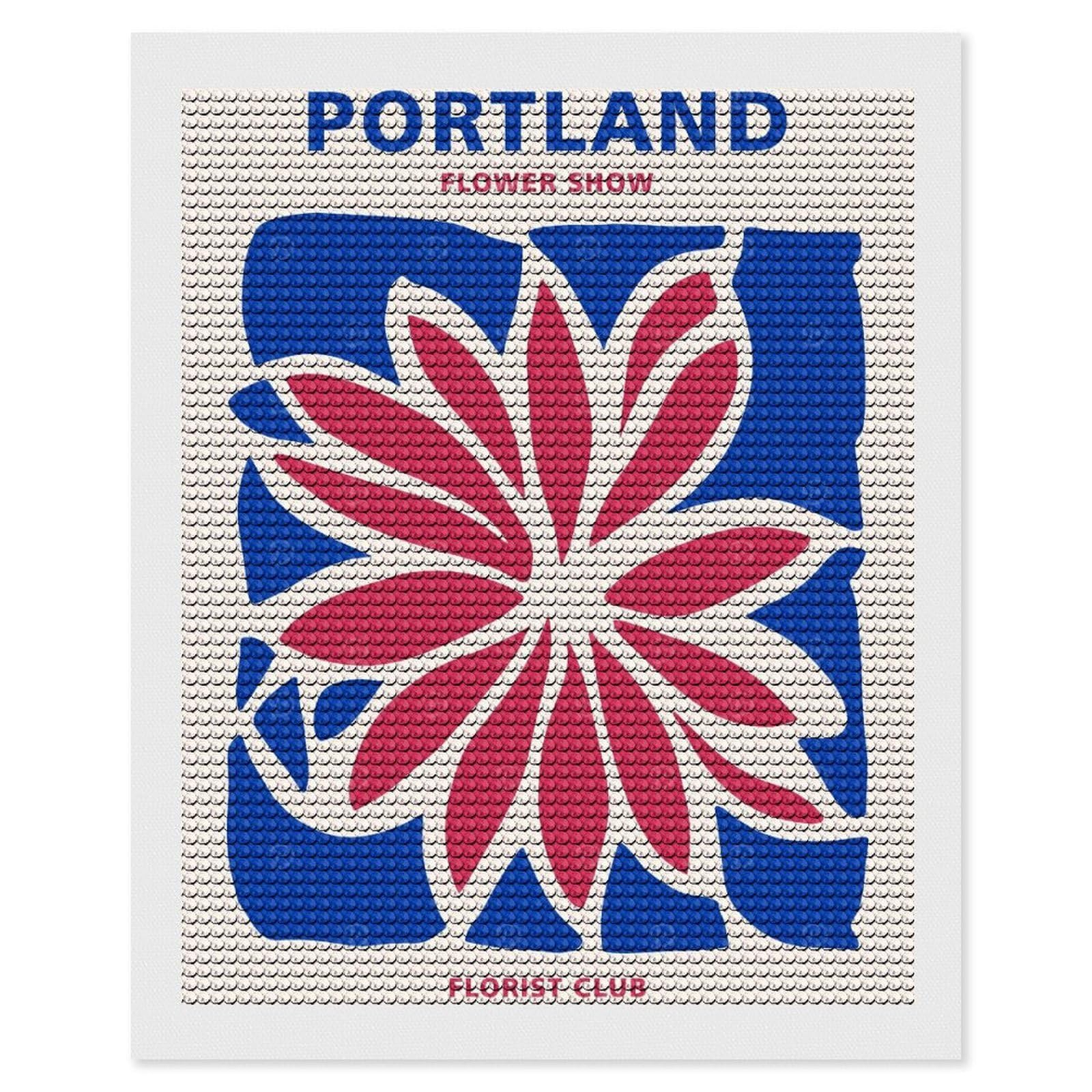 Junmoney Portland Florist Club Diamond Painting Canvas Set 16"x20", for Women, Pleasing Wall Art Project, Aesthetic Room Decor, Gift Idea