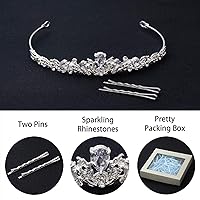 Vista 3 de HONGMEI Tiaras y coronas plateadas para mujeres y niñas, diadema de boda con diamantes de imitación, accesorios para el cabello para bodas, bailes