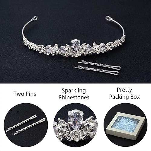 Miniatura 4 de HONGMEI Tiaras y coronas plateadas para mujeres y niñas, diadema de boda con diamantes de imitación, accesorios para el cabello para bodas, bailes,