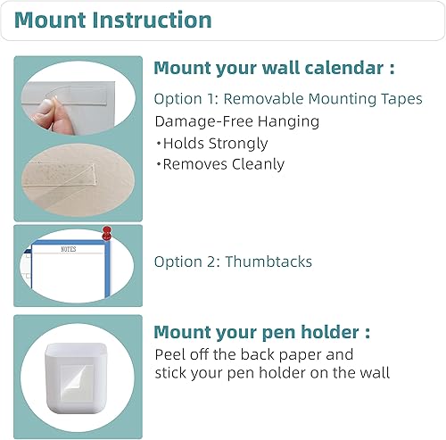 Miniatura 6 de Calendario de pared grande de borrado en seco, 38 x 72 pulgadas, calendario anual reutilizable en blanco sin fecha, póster anual de pizarra blanca