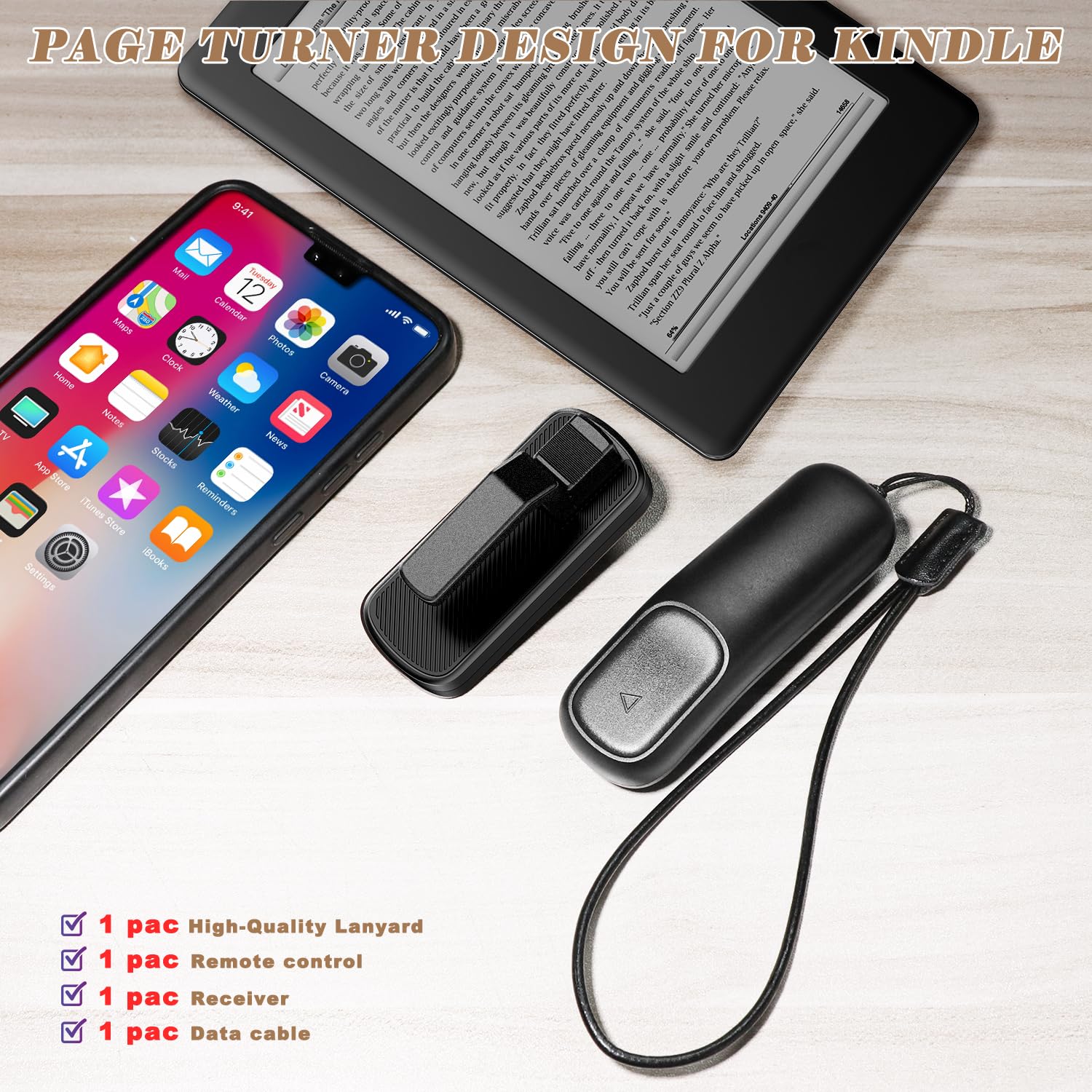 Telecomando per Kindle 2024 del Lettore di Pagine Elettroniche,Progettato per Kindle con Diverse Spessore di Custodie, Compatibile Anche con Smartphone e Tablet.