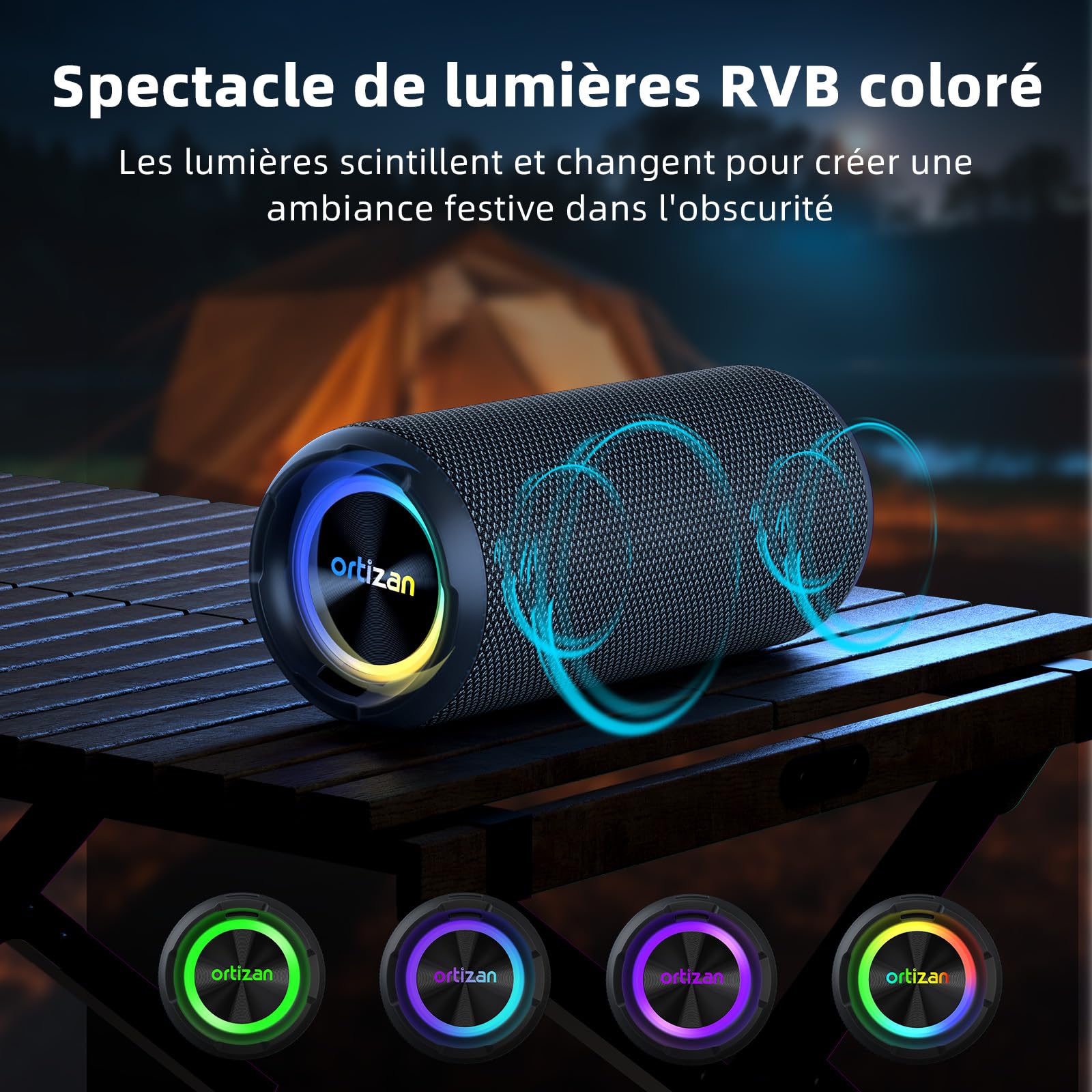 Ortizan 40W Enceinte Bluetooth Puissante IPX7 Portable Rechargeable 30h Autonomie Stéréo Sans Fil