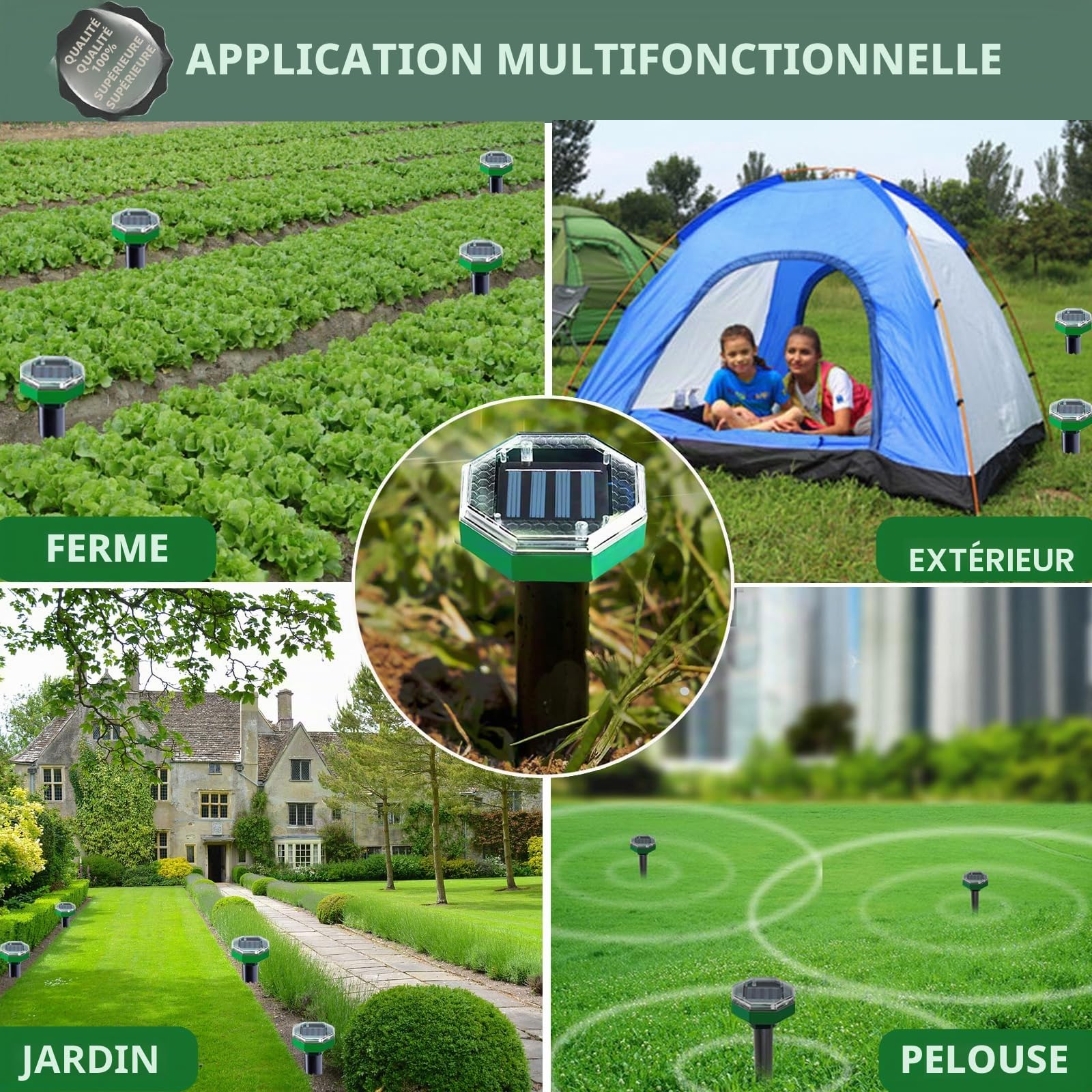 Anti Taupe Solaire Vibration et Ultrasons 8 Pièces,Repulsif Taupe Ultrason Solaire,Répulsif Serpent Ultrason avec IP65 Imperméable,Repousse Les Taupes et Autres Rongeurs pour Le Jardin et Extérieur