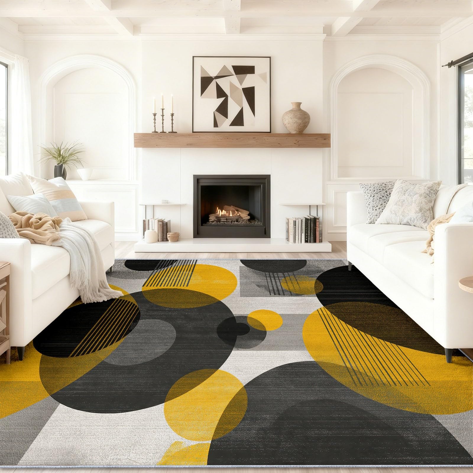 Abstrakt Geometrisch Teppich Wohnzimmer80 x 150 cm Grau