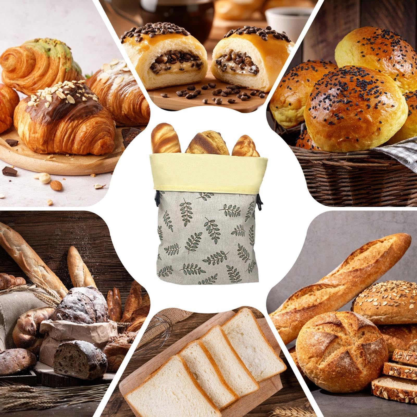 Sacchetti per pane in d' , riutilizzabili, in lino e cotone