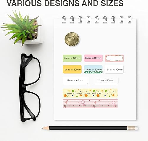 Miniatura 3 de Cinta para etiquetar SUPVAN E10 - Papel de impresión de etiquetas adaptadas, tamaño continuo, 0.59 pulgadas x 19.68 pies, laminado térmico,