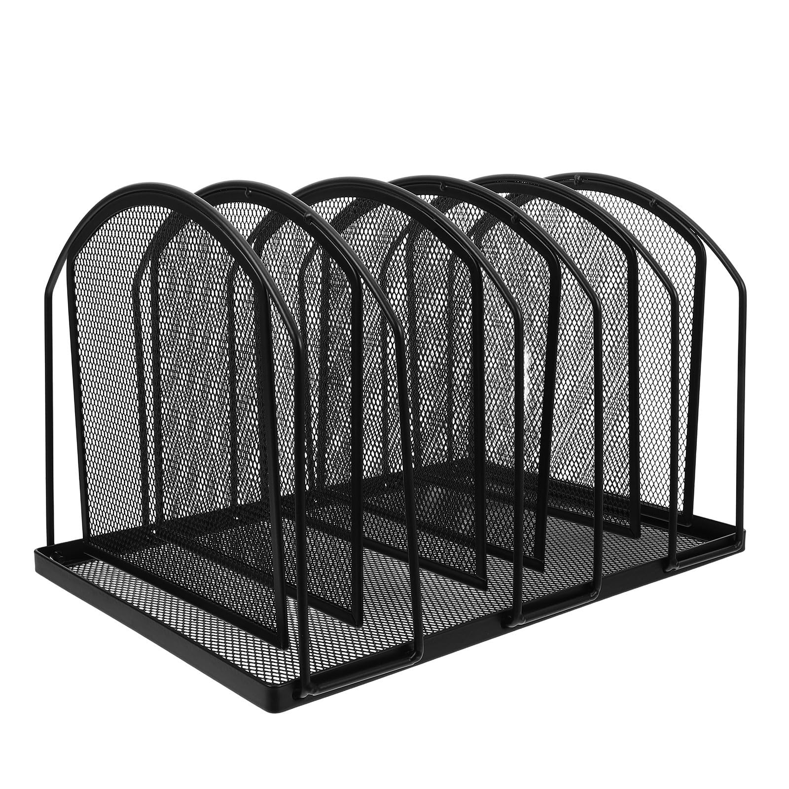 Moderner Aktenhalter aus Eisen mit 5 Fächern Verstellbarer Regalhöhe und Modularer Struktur für Effiziente Büroorganisation in Schwarz