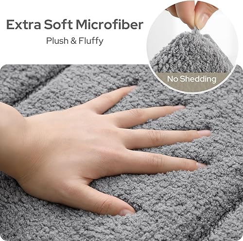 Miniatura 3 de HOMEIDEAS Juego de alfombras de baño de 2 piezas, alfombra de baño de felpa de microfibra extra suave y absorbente con respaldo antideslizante (gris)