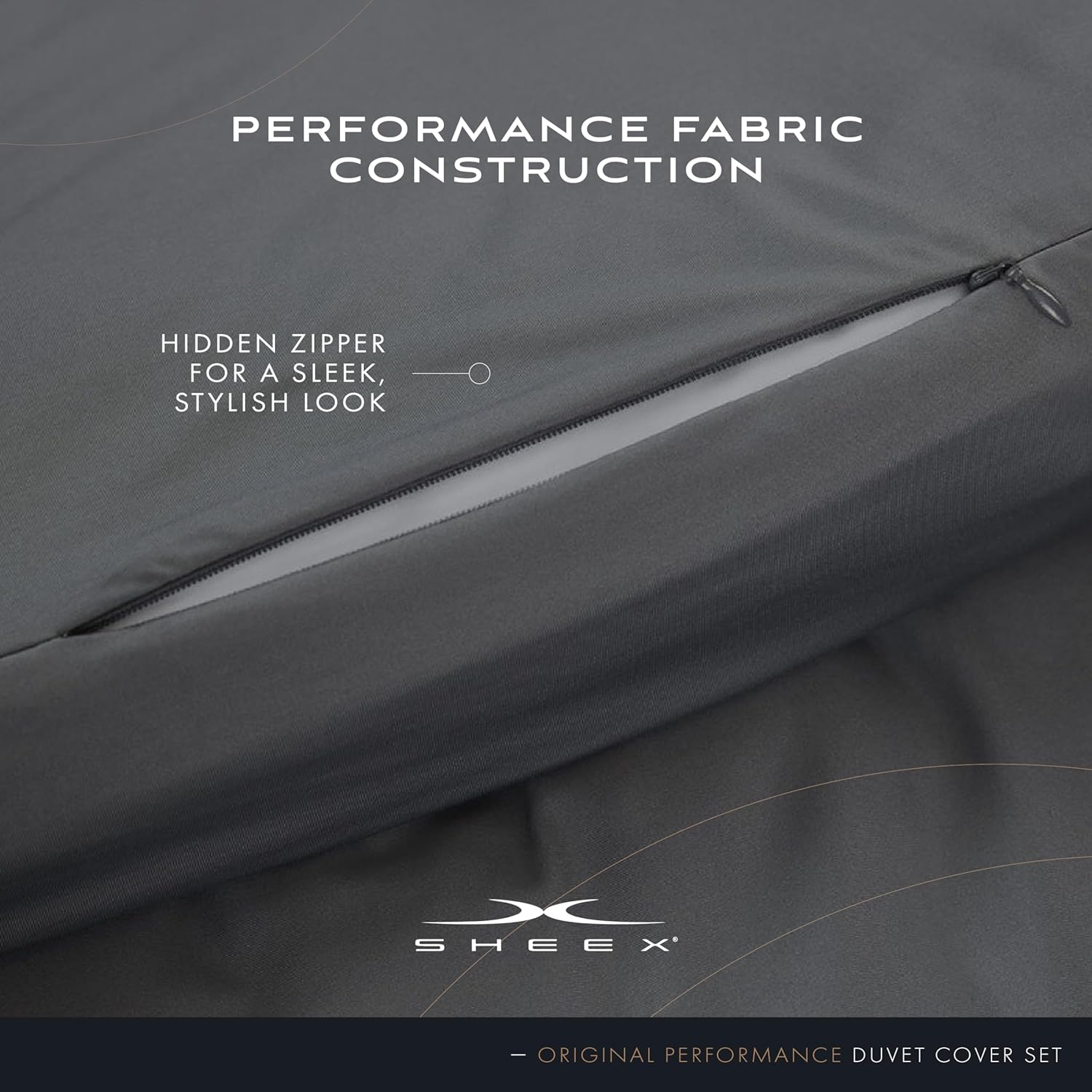 SHEEX Original Performance Cooling Duvet Cover Set, Lightweight Full/Queen Duvet Cover with 2 Standard Pillow Shams, Navy/Graphite - Image 4